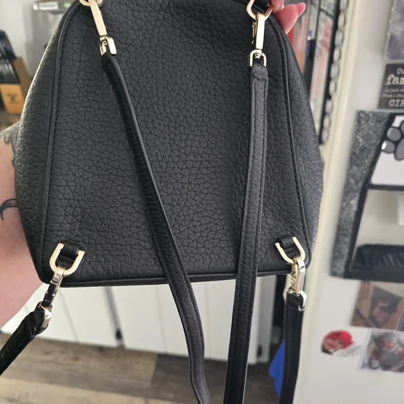 Kate Spade Black Leather Backpack with Gold Details - Picture 3 of 5